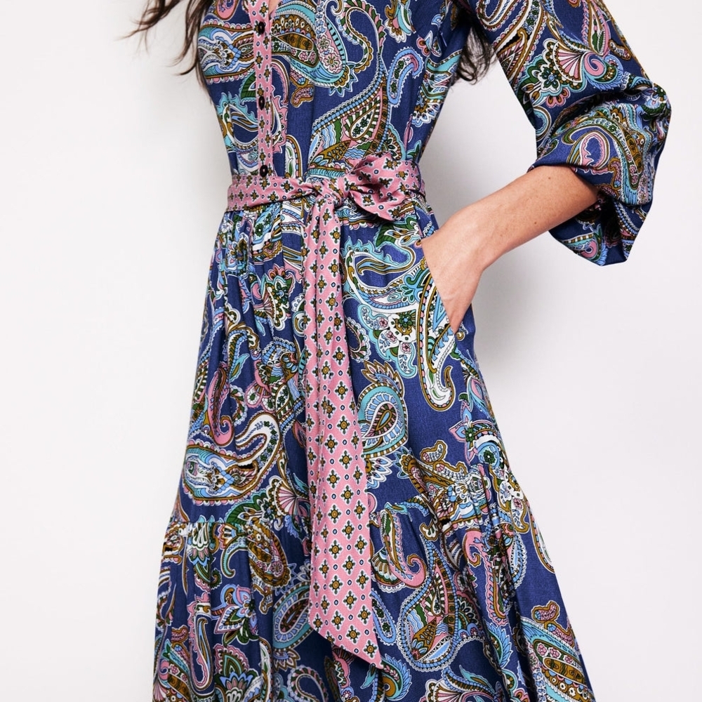 Boden Alba Mazarine Blue Opulent Paisley Dress - Picture 2 of 3